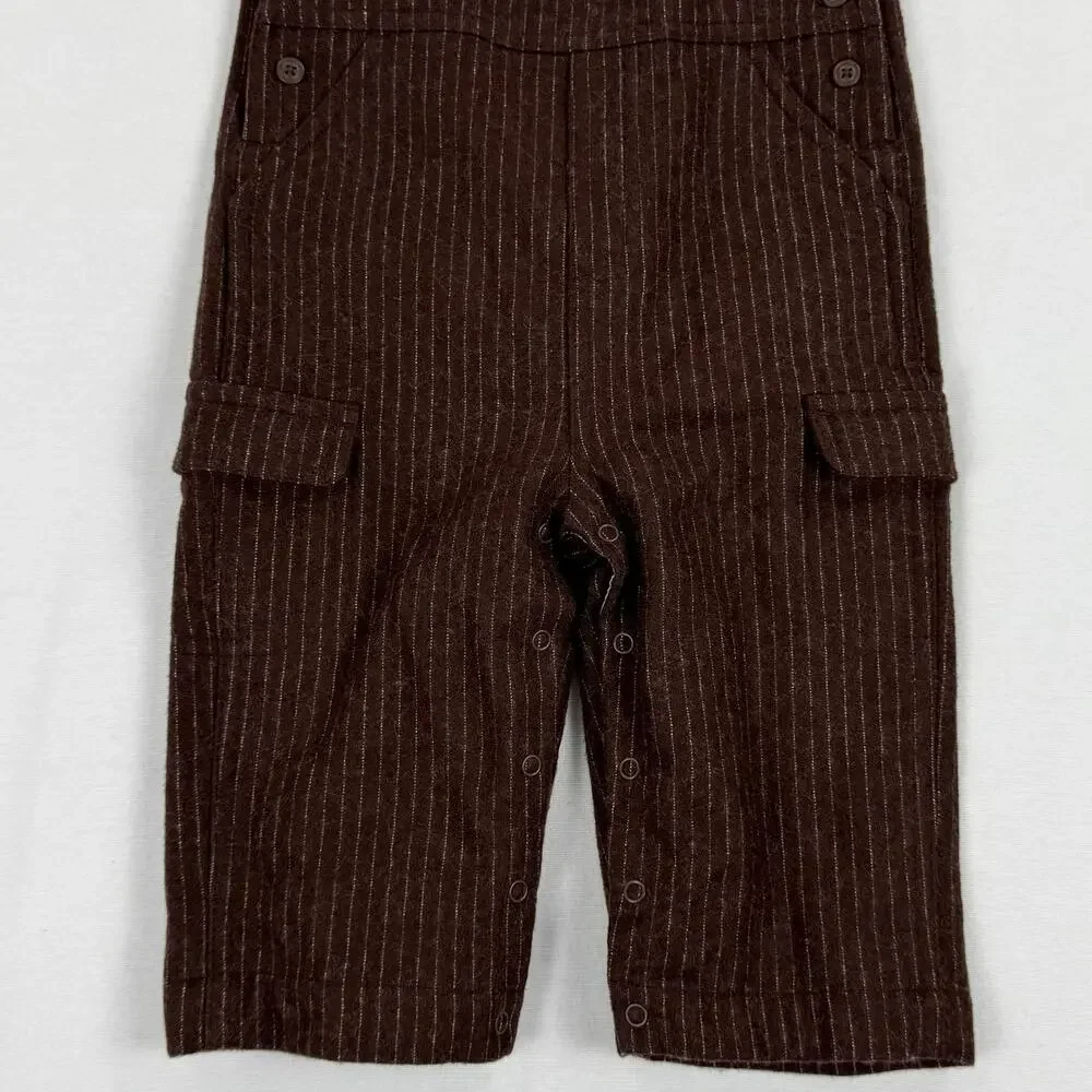 Gymboree Boy's Pinstripe Wool Blend Cargo Overalls 9-12 Months Brown